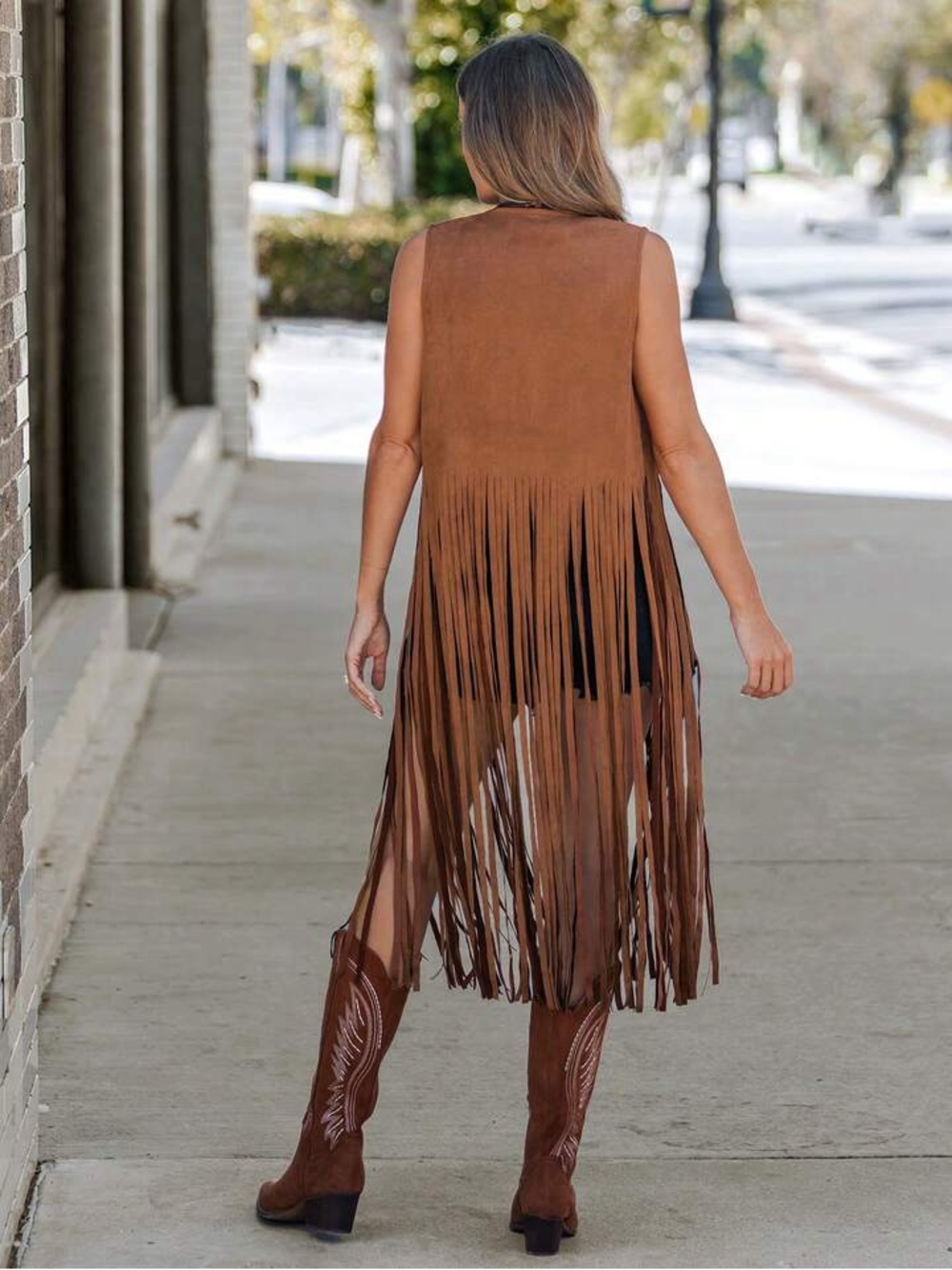 Brown Fringe Suede Vest boho festival - Picture 4 of 5